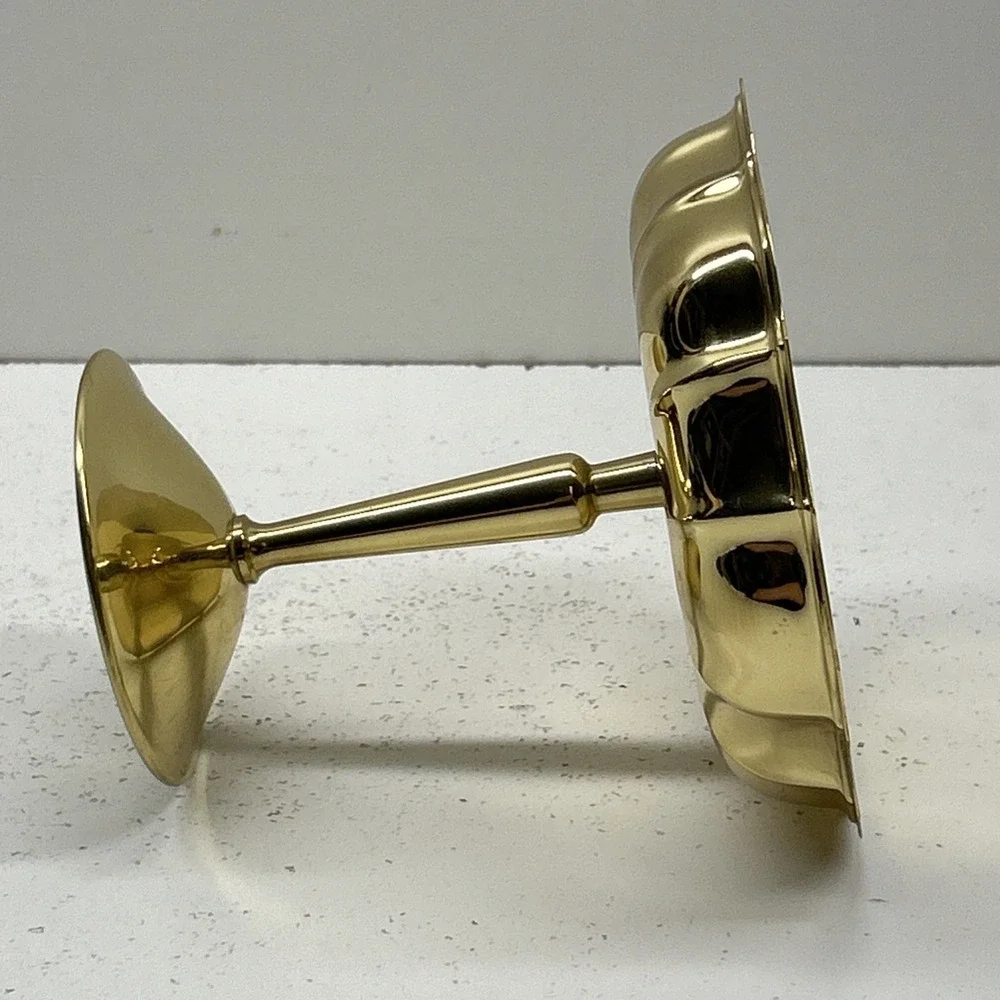 Vintage MCM International Solid Brass Giftwares B1022 Scalloped Pedestal‎ Bowl